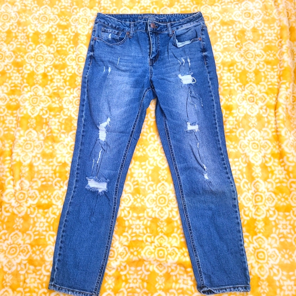 M by Maurices midrise boyfriend style distressed jeans